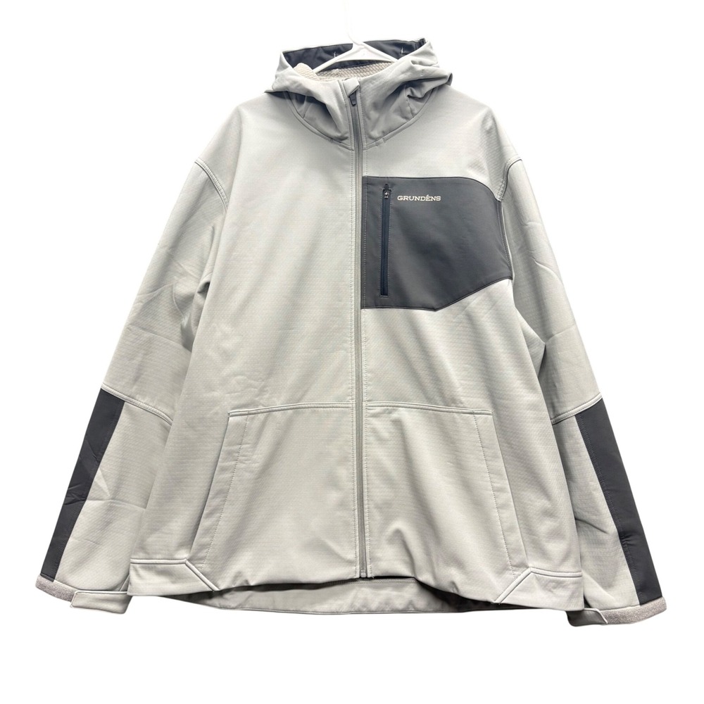 Grundens Mens Bulkhead Jacket Full Zip Hooded Outdoor Fishing Grey Size 3XL
